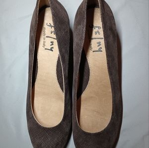 FS/NY Brown Leather Wedges